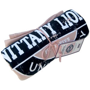 rolled pink sweatshirt blanket with Penn State University, Nittany Lions, and Eighteen Fifty-Five